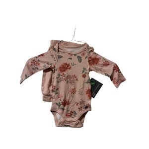 Modern Moments by Gerber Baby Girl 2pc Bodysuit Pants Set 0-3M Floral Peach